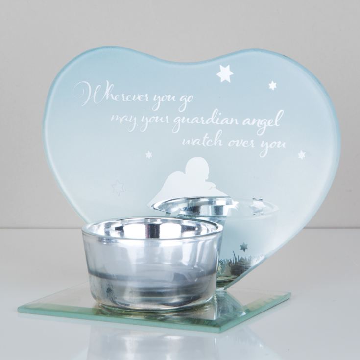 Heart Shape Glass Tealight Holder - Guardian Angel product image