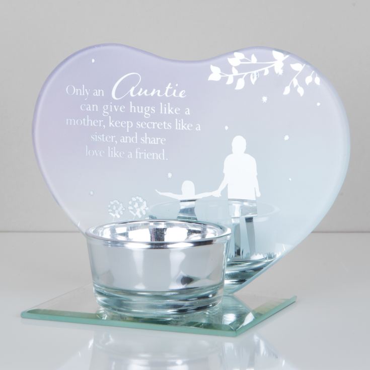 Heart Shape Glass Tealight Holder - Auntie product image