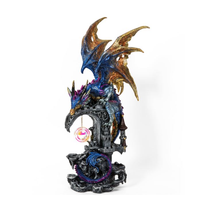 Mystic Legends Large Blue Dragon with Gold Wings On Turret product image