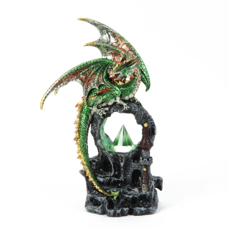 Mystic Legends Green Dragon Over Light Up Crystal Pyramid product image