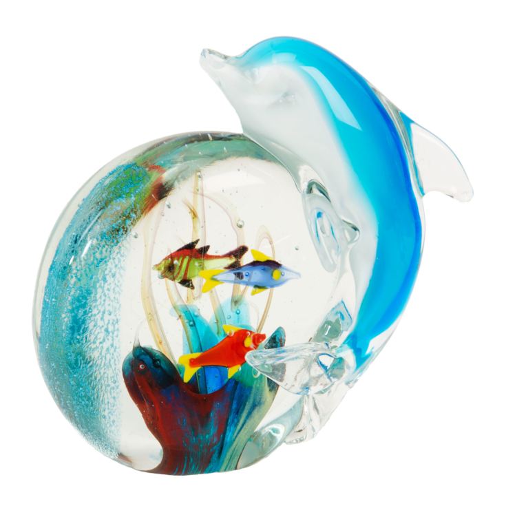 Art Glass Dolphin 4 Blue Paperweight Figurine