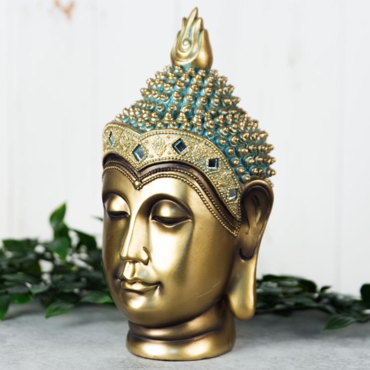 Verdigris Bronze Finish Buddha Head Figurine 24.5cm product image