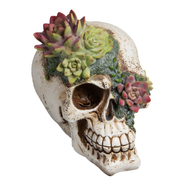 White Resin Floral Skull Figurine 17cm product image