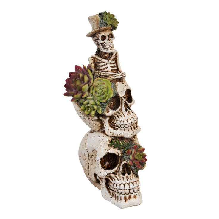 White Resin Stacked Floral Skulls Figurine 30cm product image