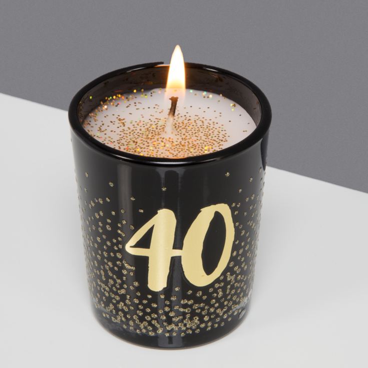 Signography Black Glass Candle with Gold Foil & Glitter 40 The Gift