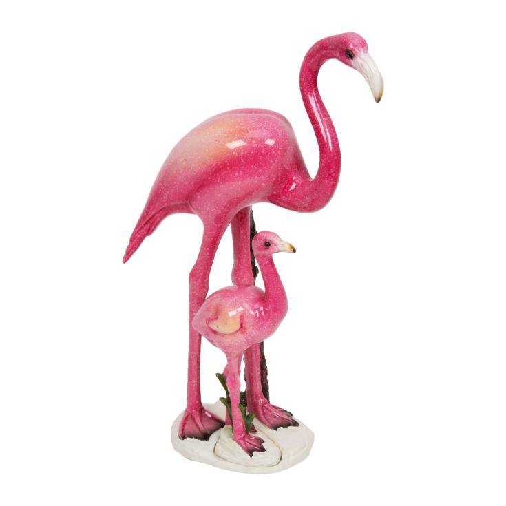 Pink Glossy Mother & Chick Flamingo Figurine product image