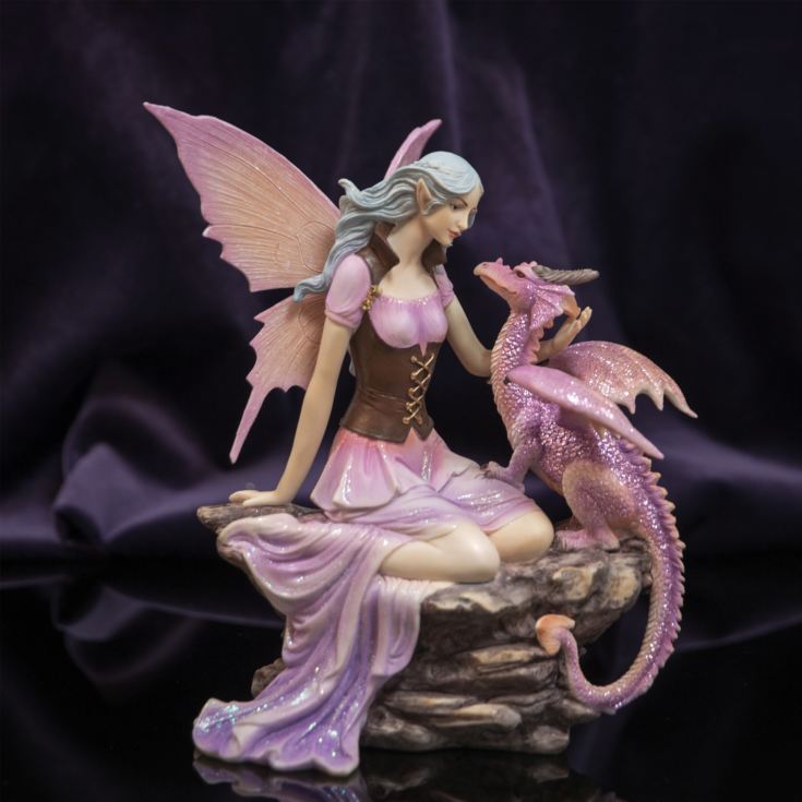 Mystic Legends Purple Fairy with Baby Dragon Figurine product image
