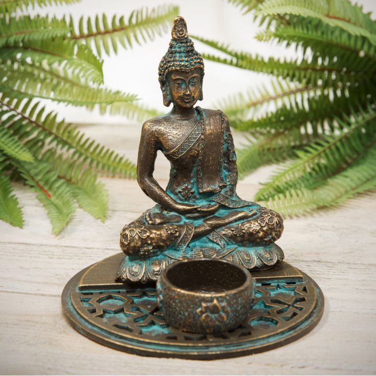 Verdigris Effect Thai Buddha Tealight Holder 16cm product image