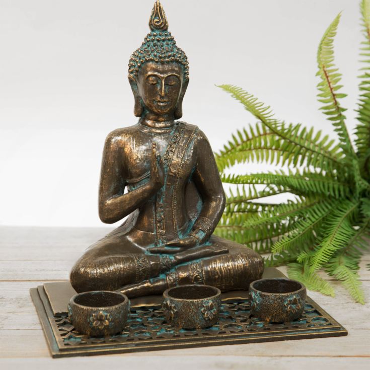 Thai Buddha Triple Tealight Holder - 28.5cm product image