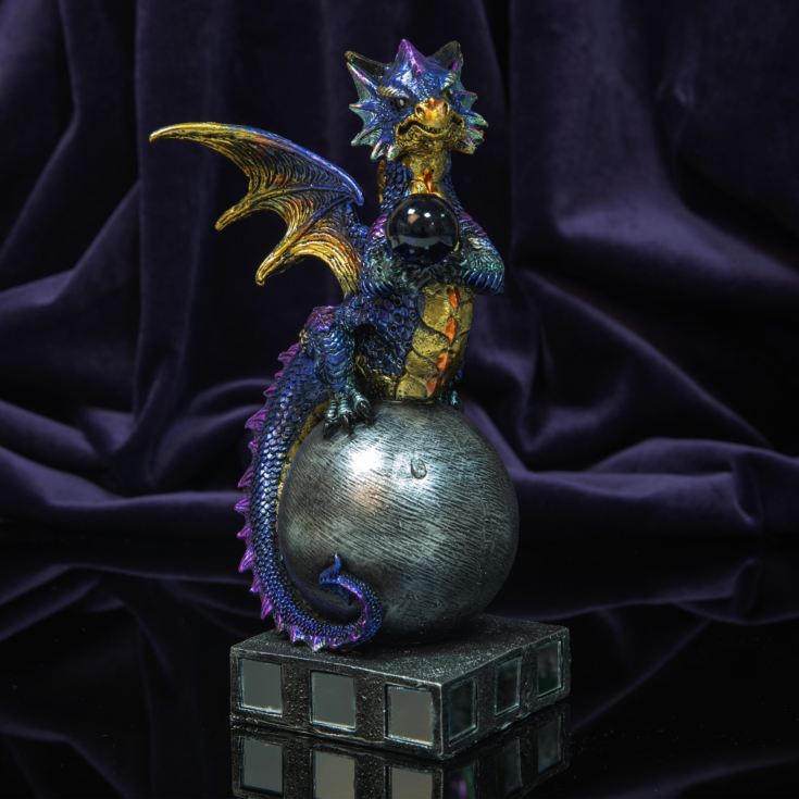 Mystic Legends Blue Dragon Figurine with Blue Glass Orb product image