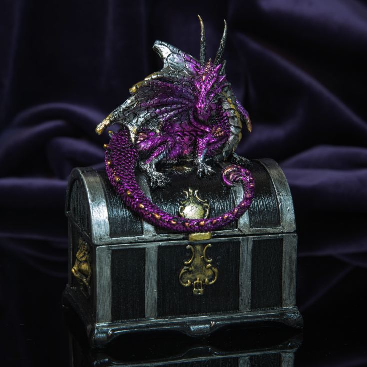Mystic Legends Purple Dragon on Chest Trinket Box 15cm product image