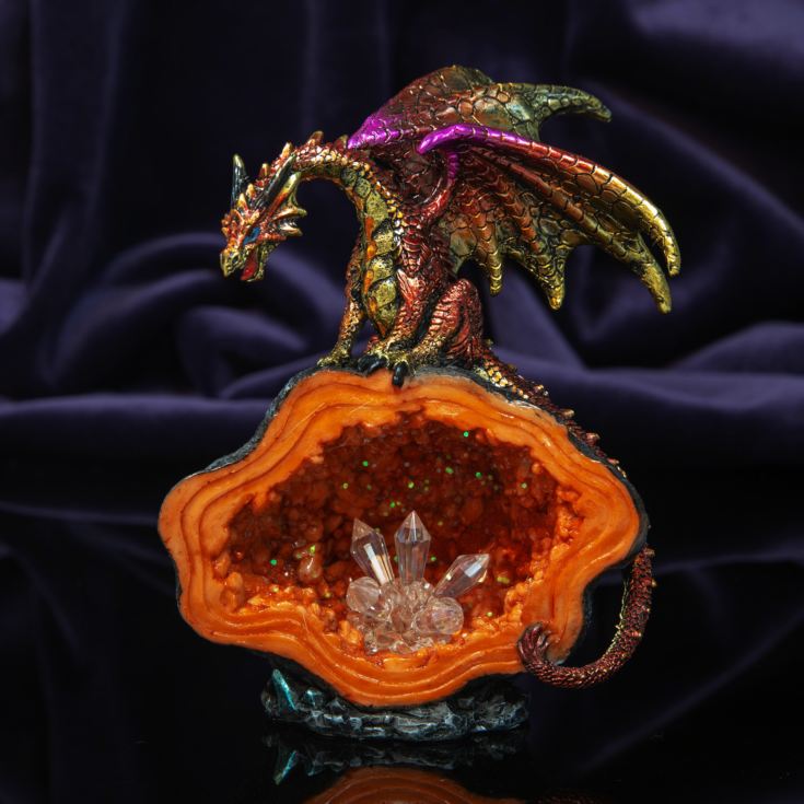 Mystic Legends Red & Gold Dragon On A Cave Figurine product image
