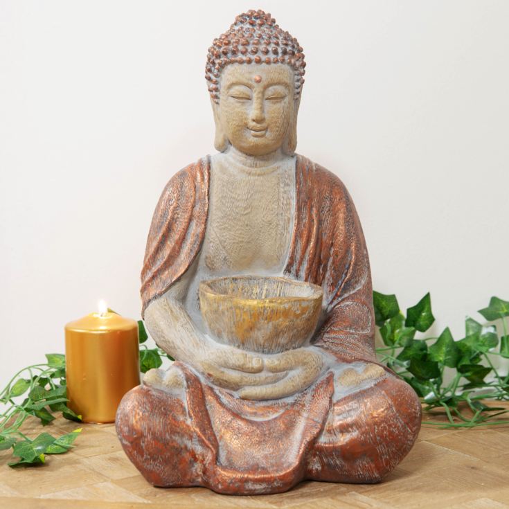 Sitting Thai Buddha Figurine & Tealight Holder 38cm product image