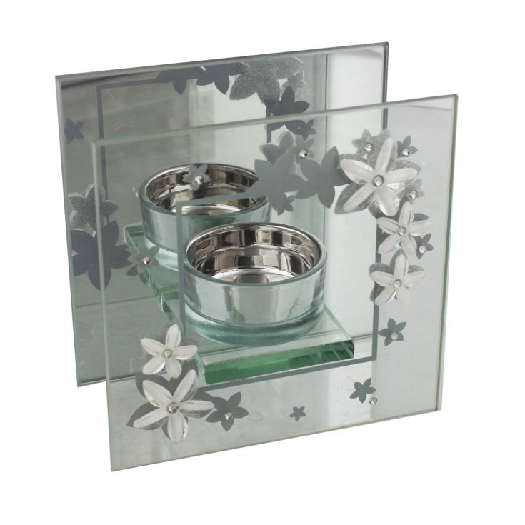 Sophia Glass & Flower Single Tealight Holder product image