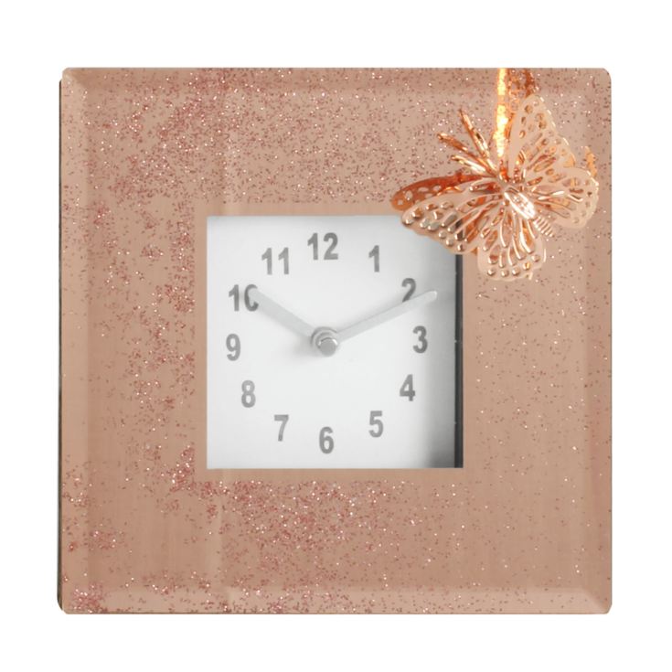 Sophia Copper Filigree Butterfly Glass Mantel Clock product image