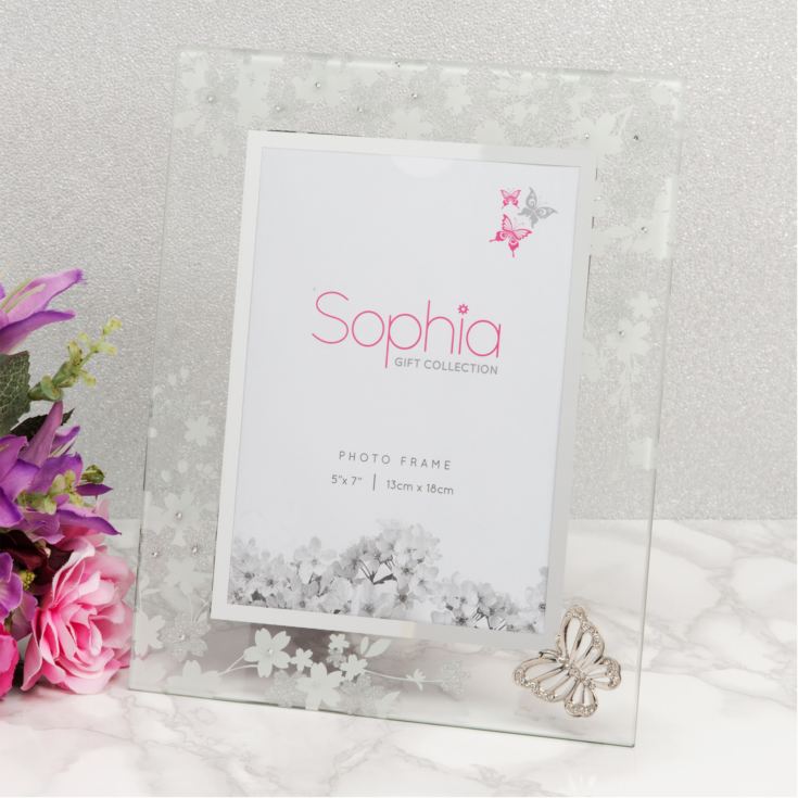 5" x 7" - Sophia Glass & Glitter White Floral Photo Frame product image
