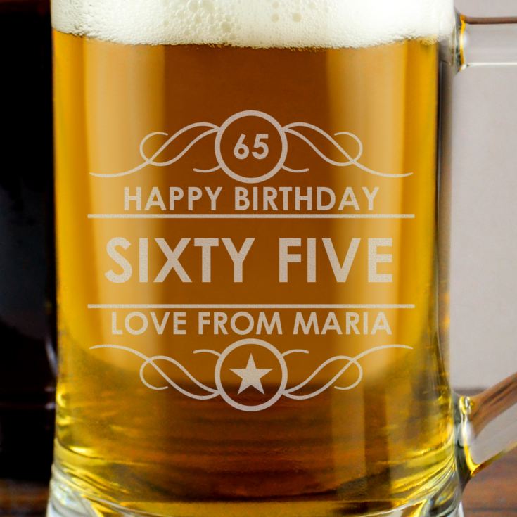 Personalised 65th Birthday Glass Tankard product image