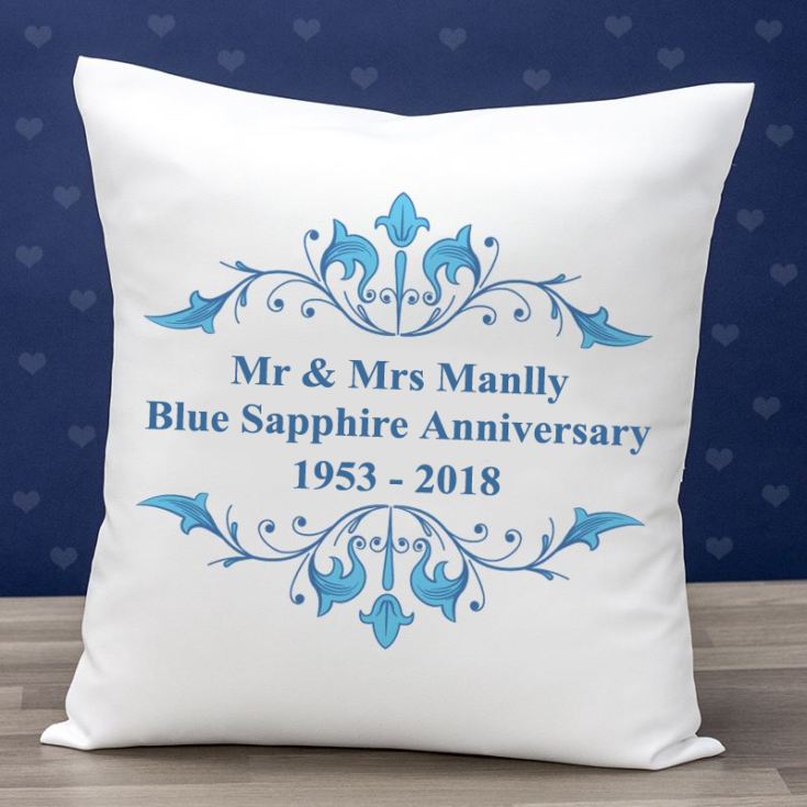 Sapphire Anniversary Gifts
 Personalised Blue Sapphire Anniversary Cushion