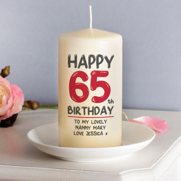 Personalised 65th Birthday Candle Red product image