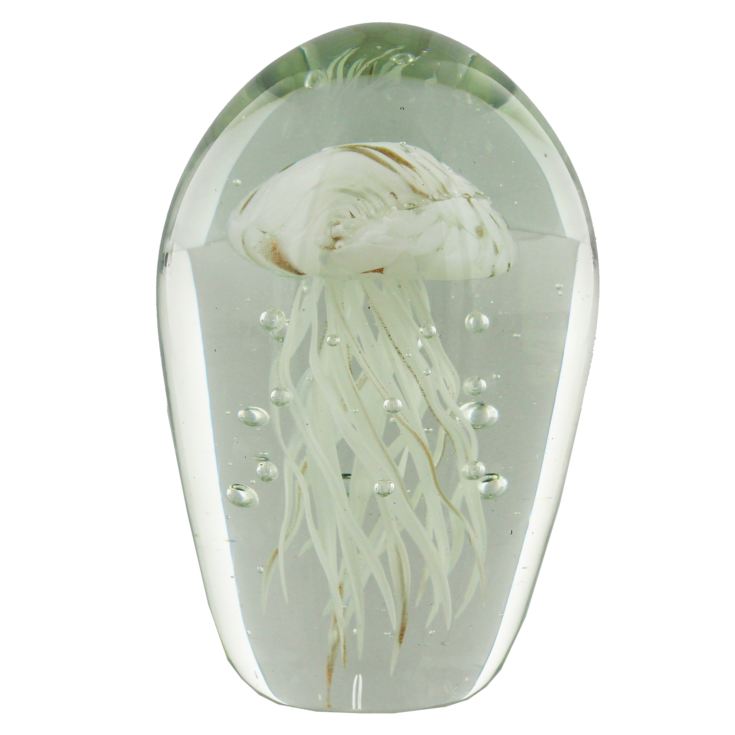 Objets d'art Glass Paper Weight - White Jelly Fish product image