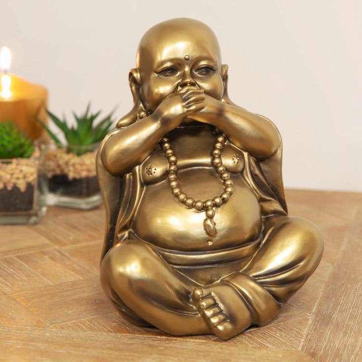 Bronze Finish Buddha Figurine 17.5cm - Speak No Evil product image