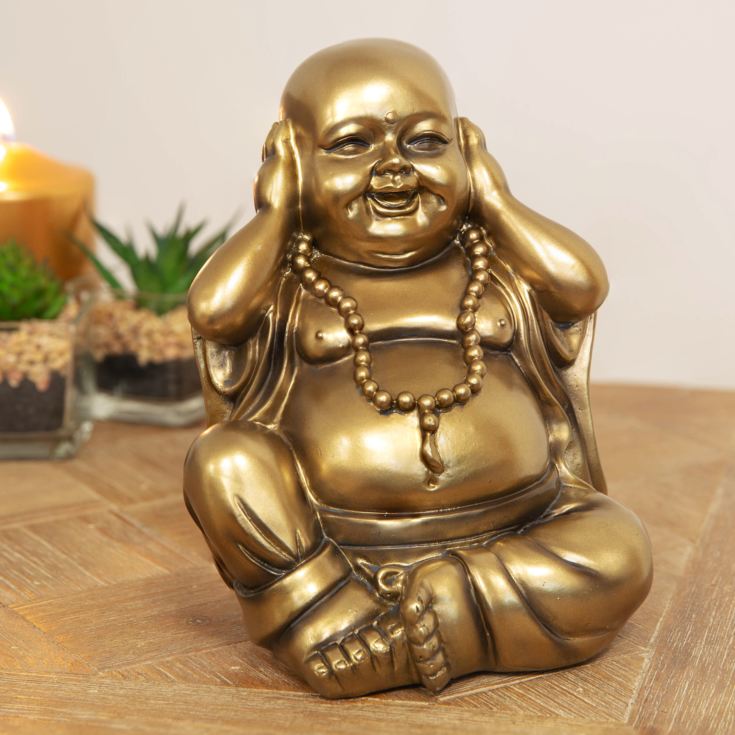 Bronze Finish Buddha Figurine 17.5cm - Hear No Evil product image