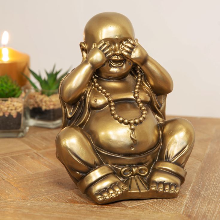 Bronze Finish Buddha Figurine 17.5cm - See No Evil product image