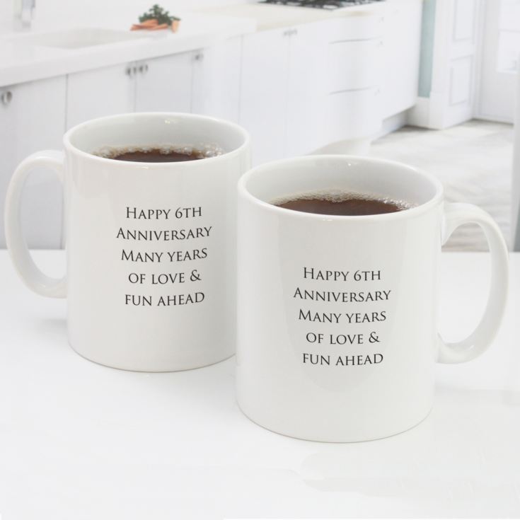 Pair of Personalised Sixth Anniversary Mugs product image
