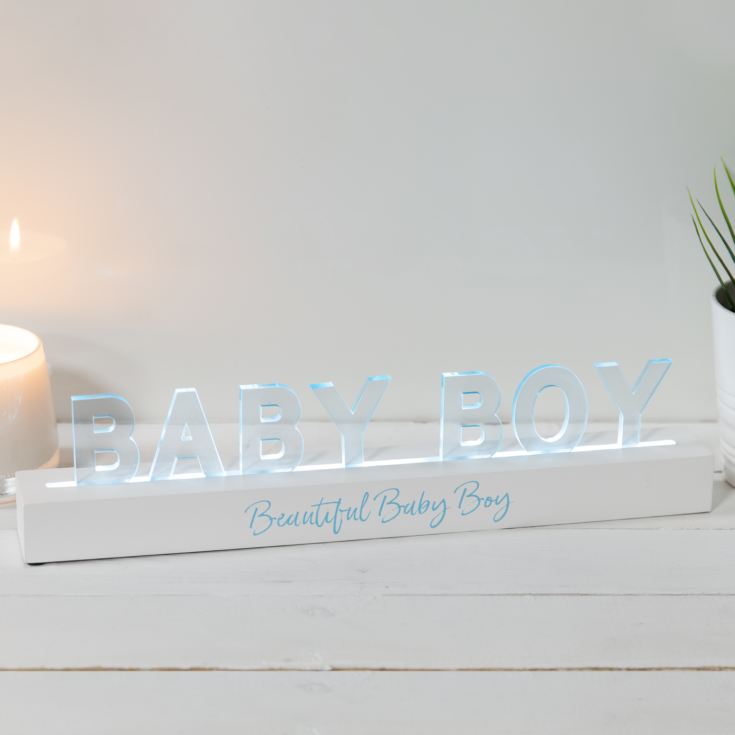 Say It In Lights White LED Light Up Plaque 40cm - Baby Boy product image