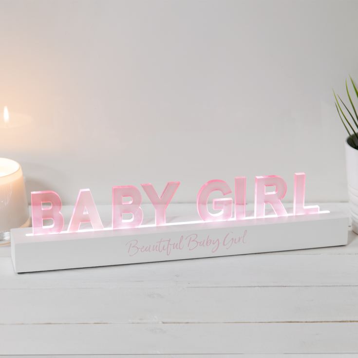 Say It In Lights White LED Light Up Plaque 40cm - Baby Girl product image