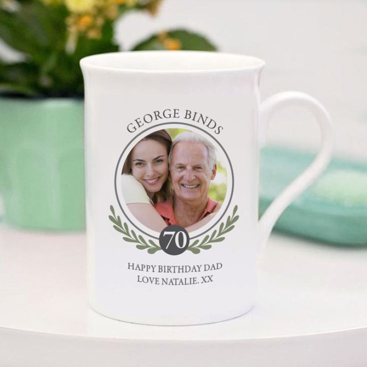 Personalised Photo Upload 70th Birthday Bone China Mug product image