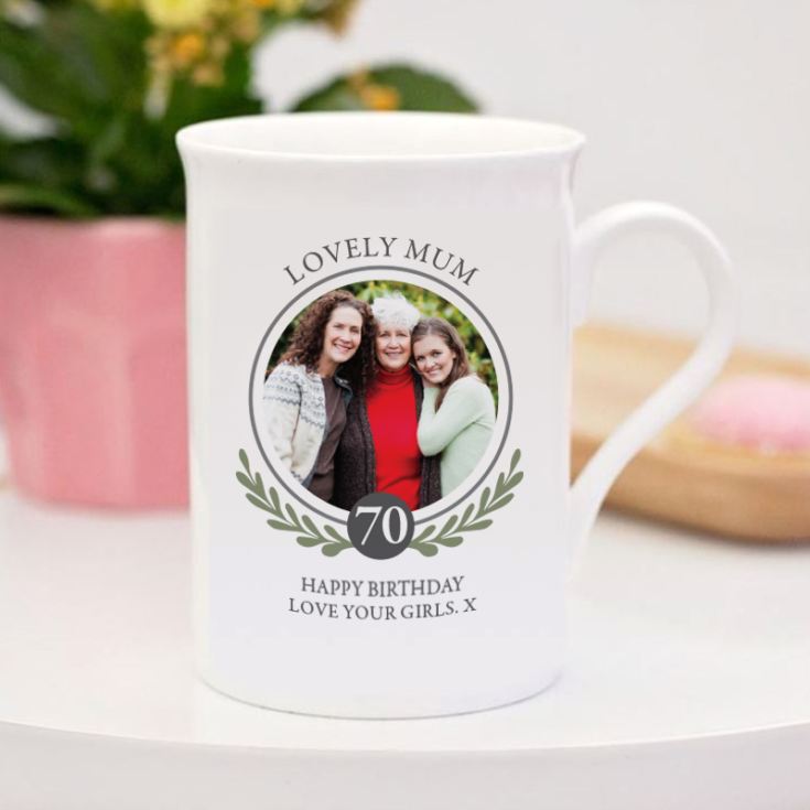 Personalised Photo Upload 70th Birthday Bone China Mug product image