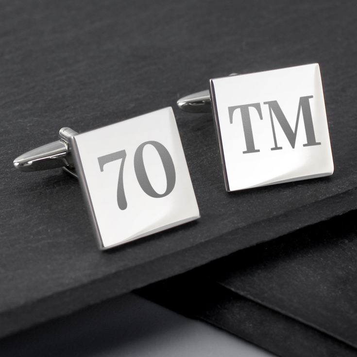 Personalised 70th Birthday Silver Plated Cufflinks product image