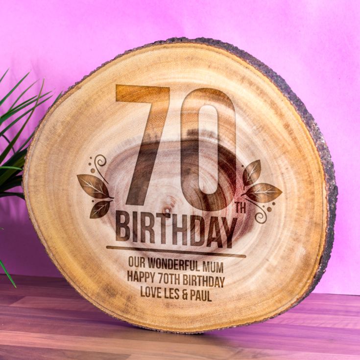 Personalised 70th Birthday Tree Slice product image