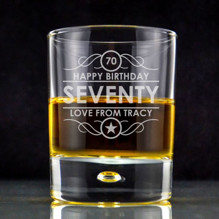 Personalised 70th Birthday Whisky Glass product image