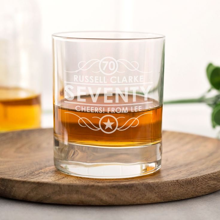 Personalised 70th Birthday Whisky Glass product image