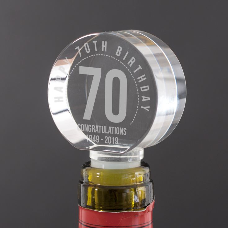 Personalised 70th Birthday Optical Crystal Bottle Stopper product image