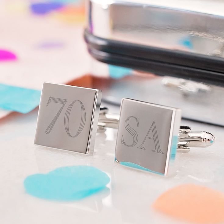 Personalised 70th Birthday Silver Plated Cufflinks product image