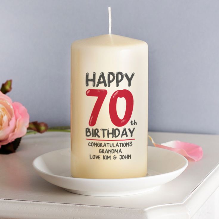 Personalised 70th Birthday Candle Red product image