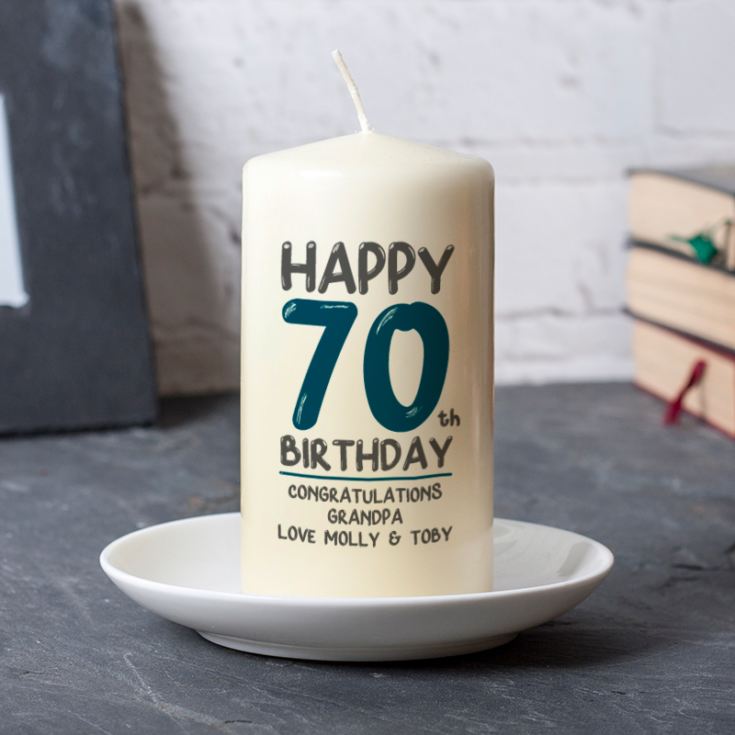 Personalised 70th Birthday Candle Blue product image