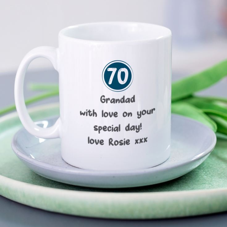 Personalised 70th Birthday Mug Blue product image