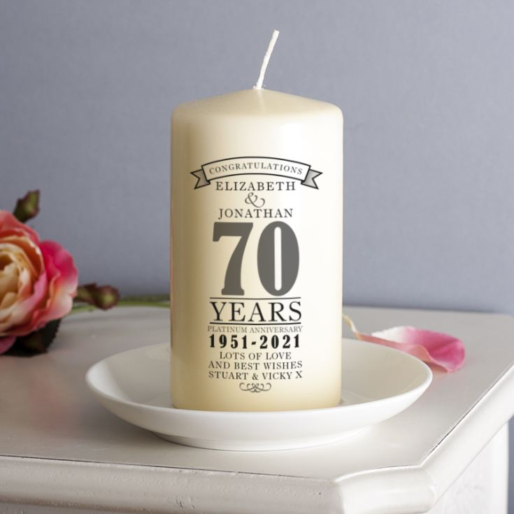 Personalised 70th Anniversary Candle product image