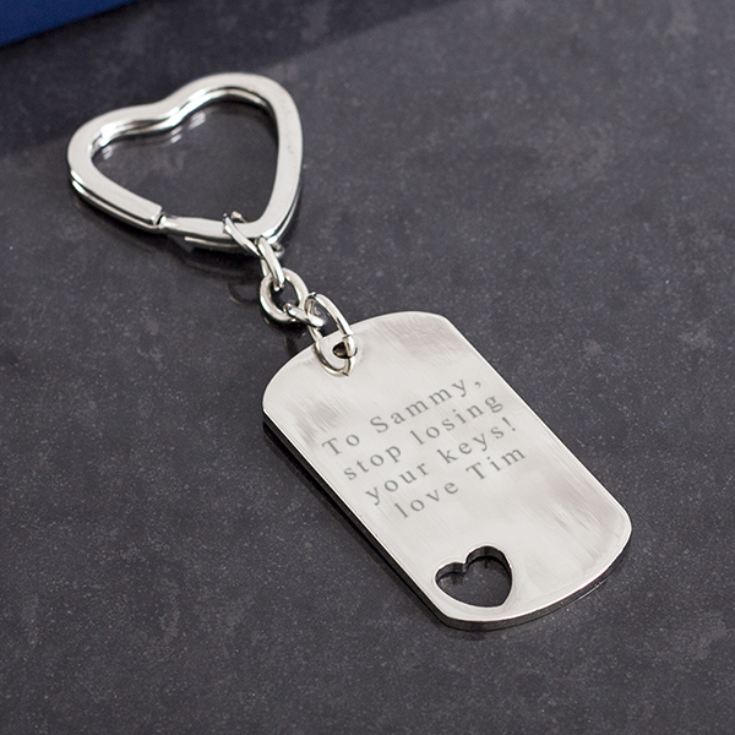 Personalised Rectangle Keyring With Cut Out Heart product image