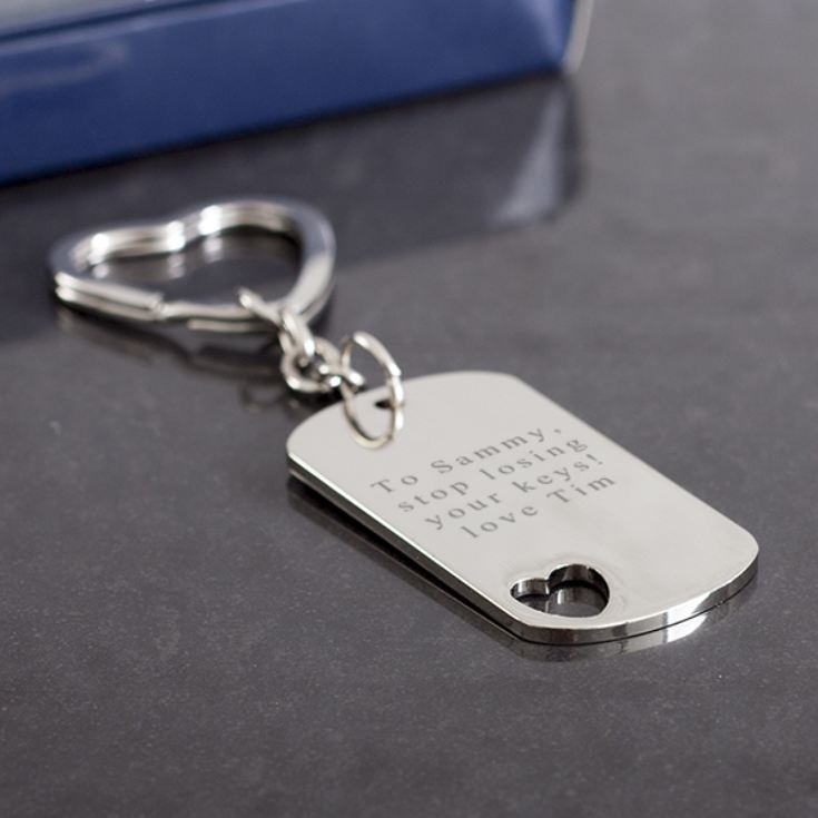 Personalised Rectangle Keyring With Cut Out Heart product image