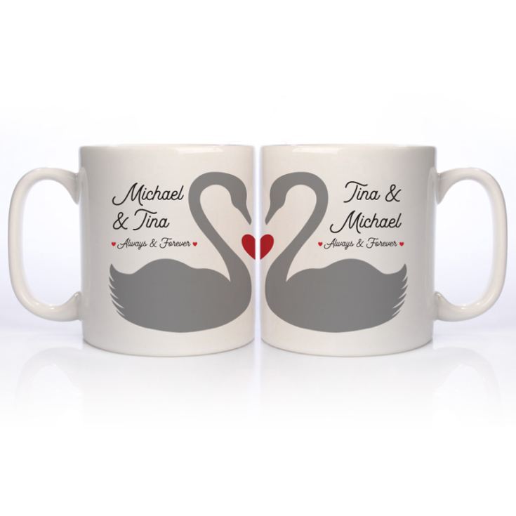 Personalised Pair Of Romantic Swans Mugs product image