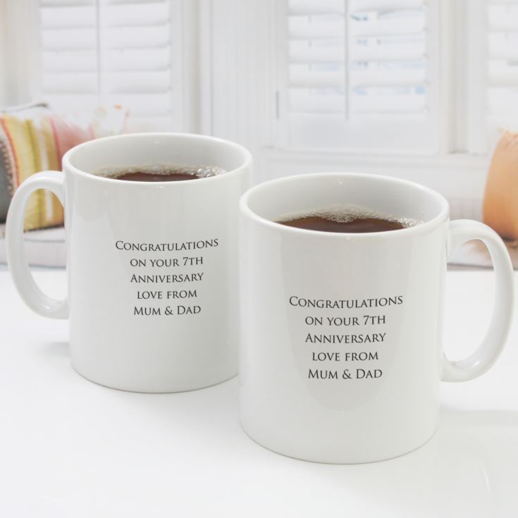 Pair of Personalised Seventh Anniversary Mugs product image