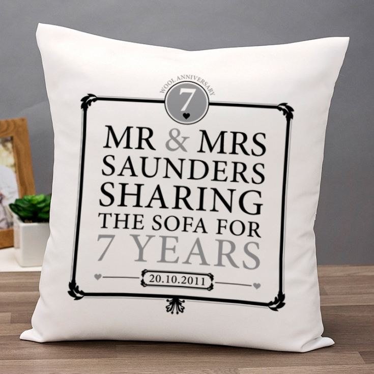 Personalised 7th Anniversary Sharing The Sofa Cushion product image