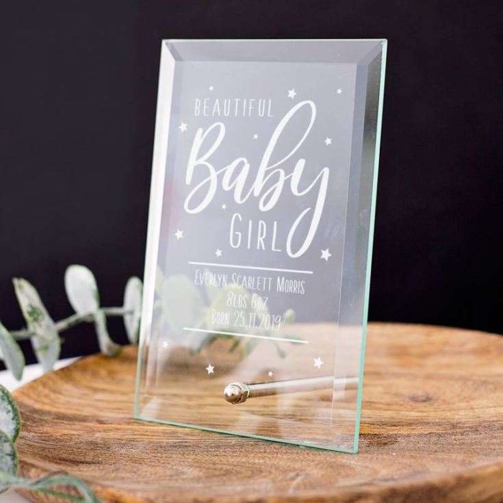 Personalised New Baby Glass Plaque product image
