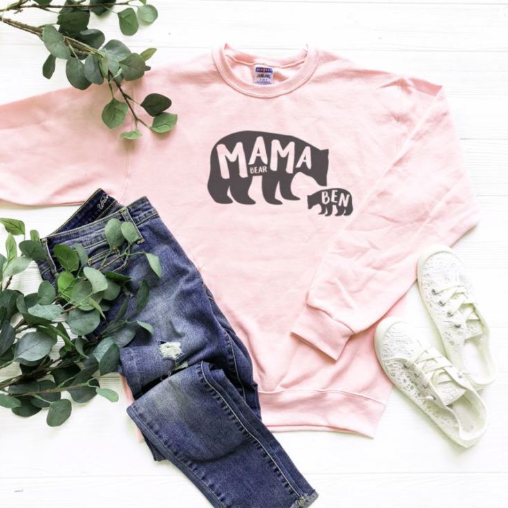 Mama Bear and Cub Personalised Pink Sweatshirt product image