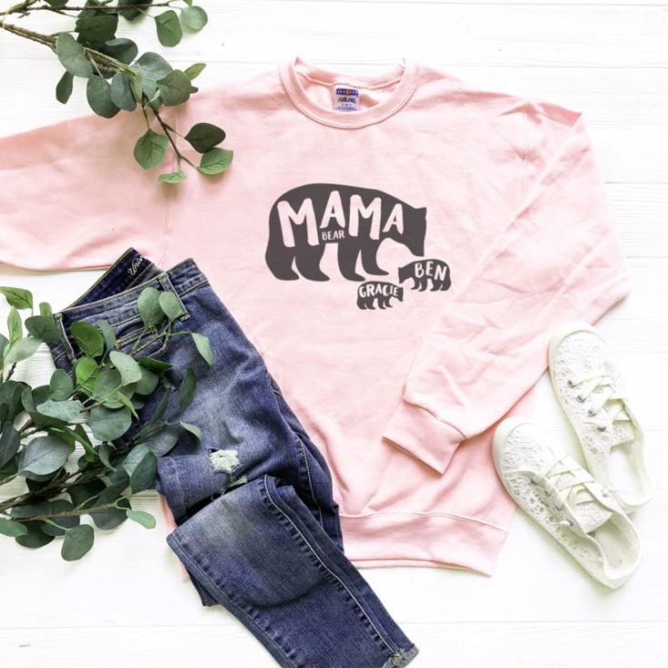 Mama Bear and Cub Personalised Pink Sweatshirt product image